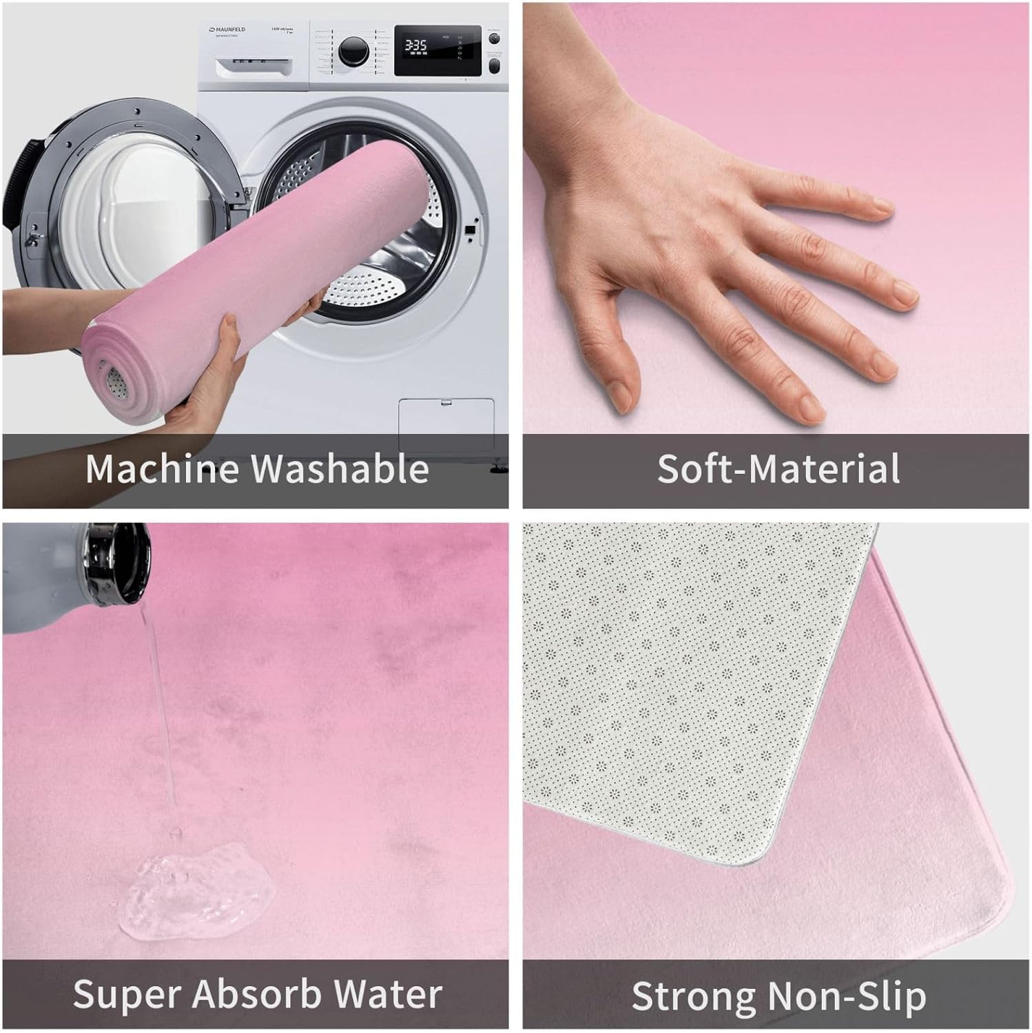 Soft Flannel Non-Slip Bath Mat 16x24inch