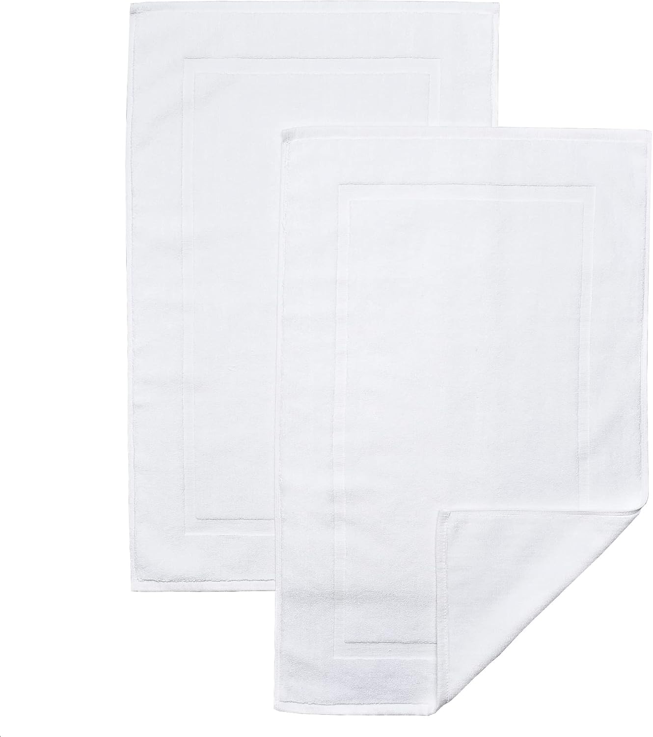 Pacific Linens Bath Mats Set of 2 - White 100 Cotton