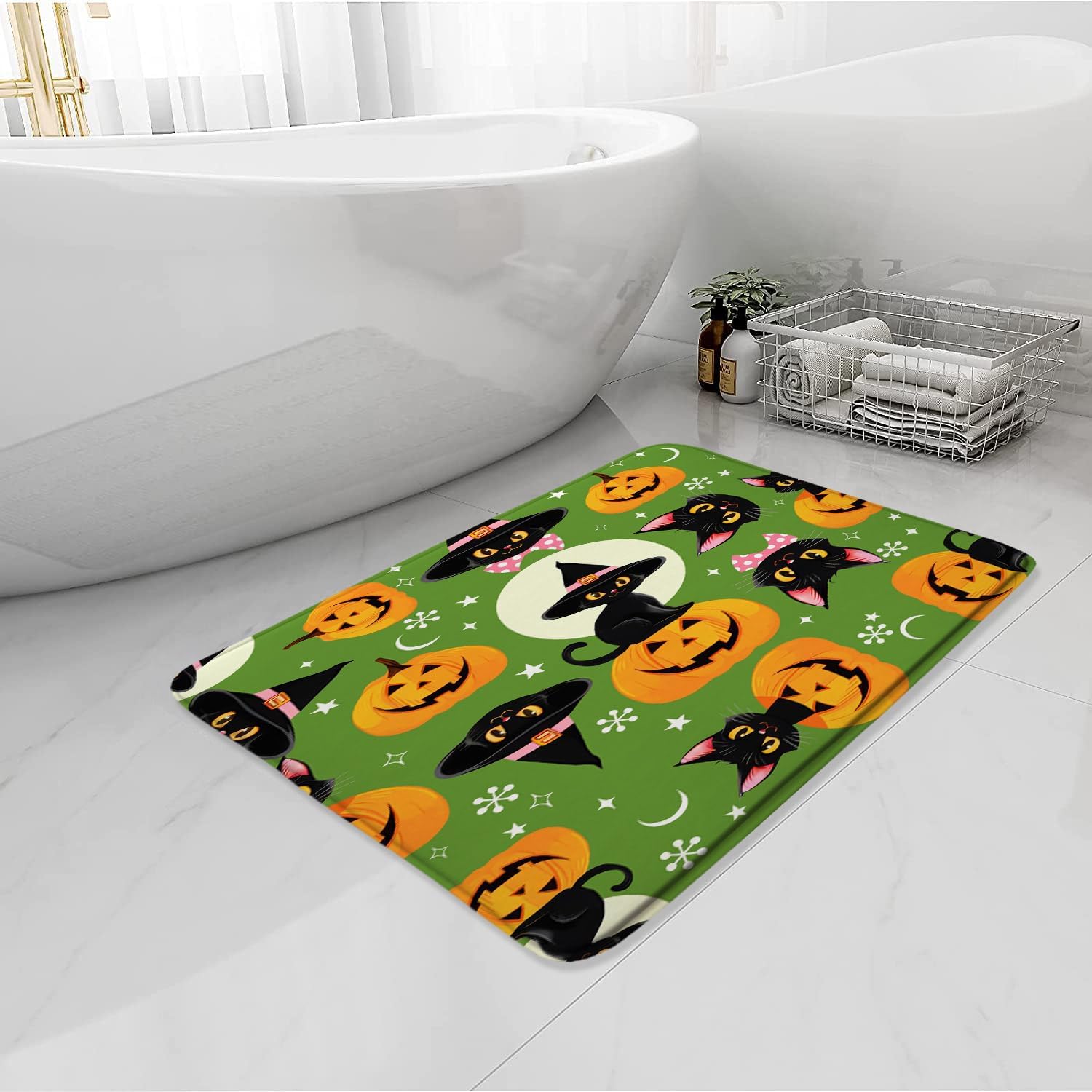 Halloween Cat Bath Mat 16x24 Inch Memory Foam 1
