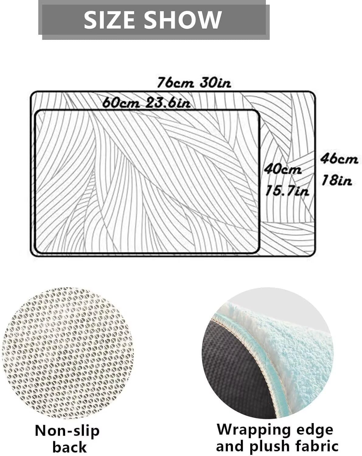 Waaqied Green Leaves Bath Mats for Kids Non-Slip 16x24 Inch