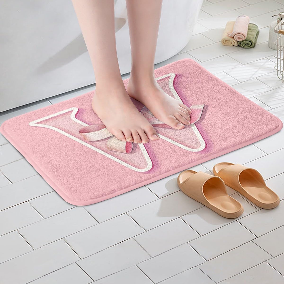 jejeloiu Dreamy Bow Bath Mat 16x24 Teen Girl Gift