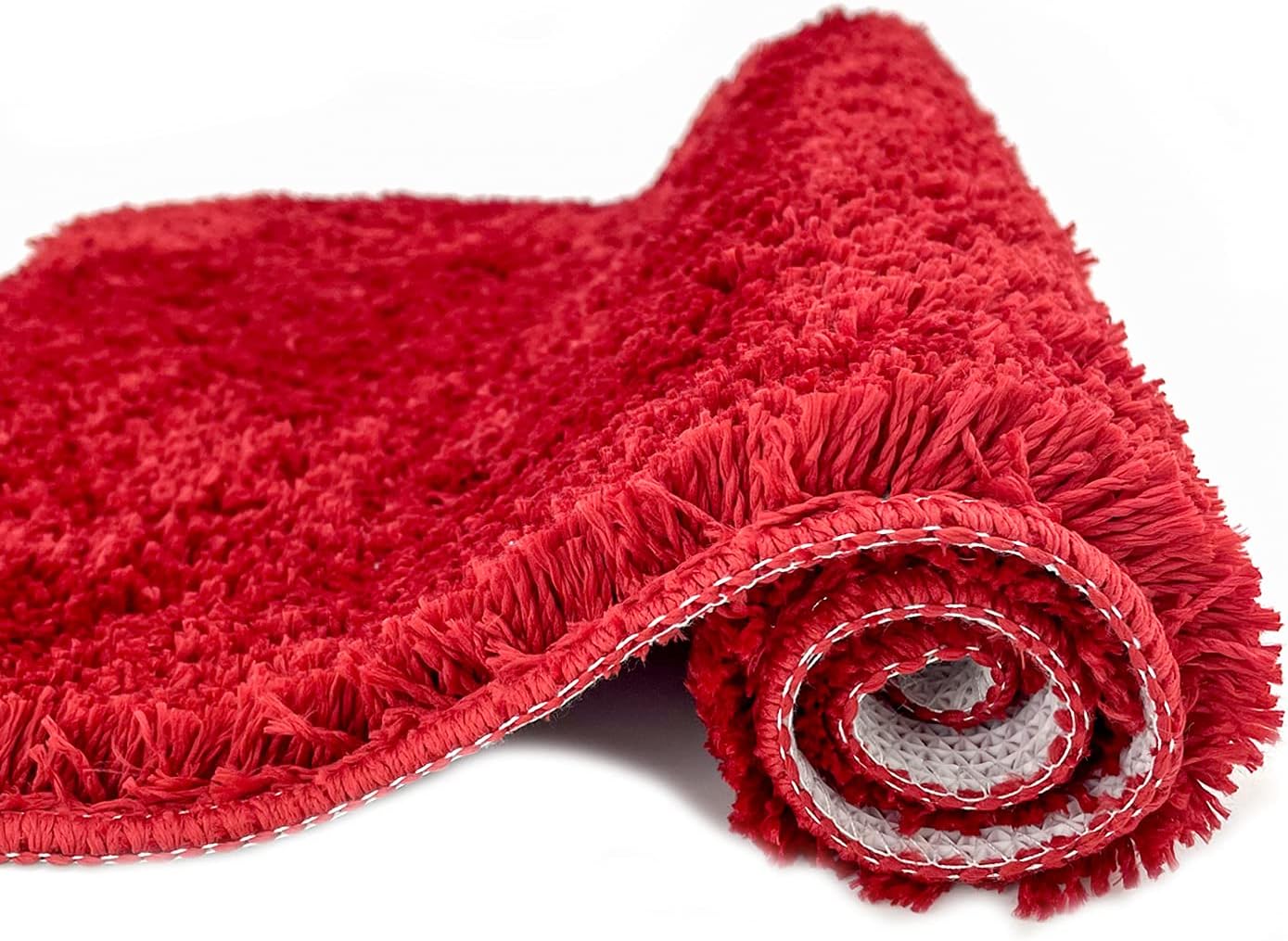 Eanpet Shaggy Bath Rug Non-Slip Chenille Red