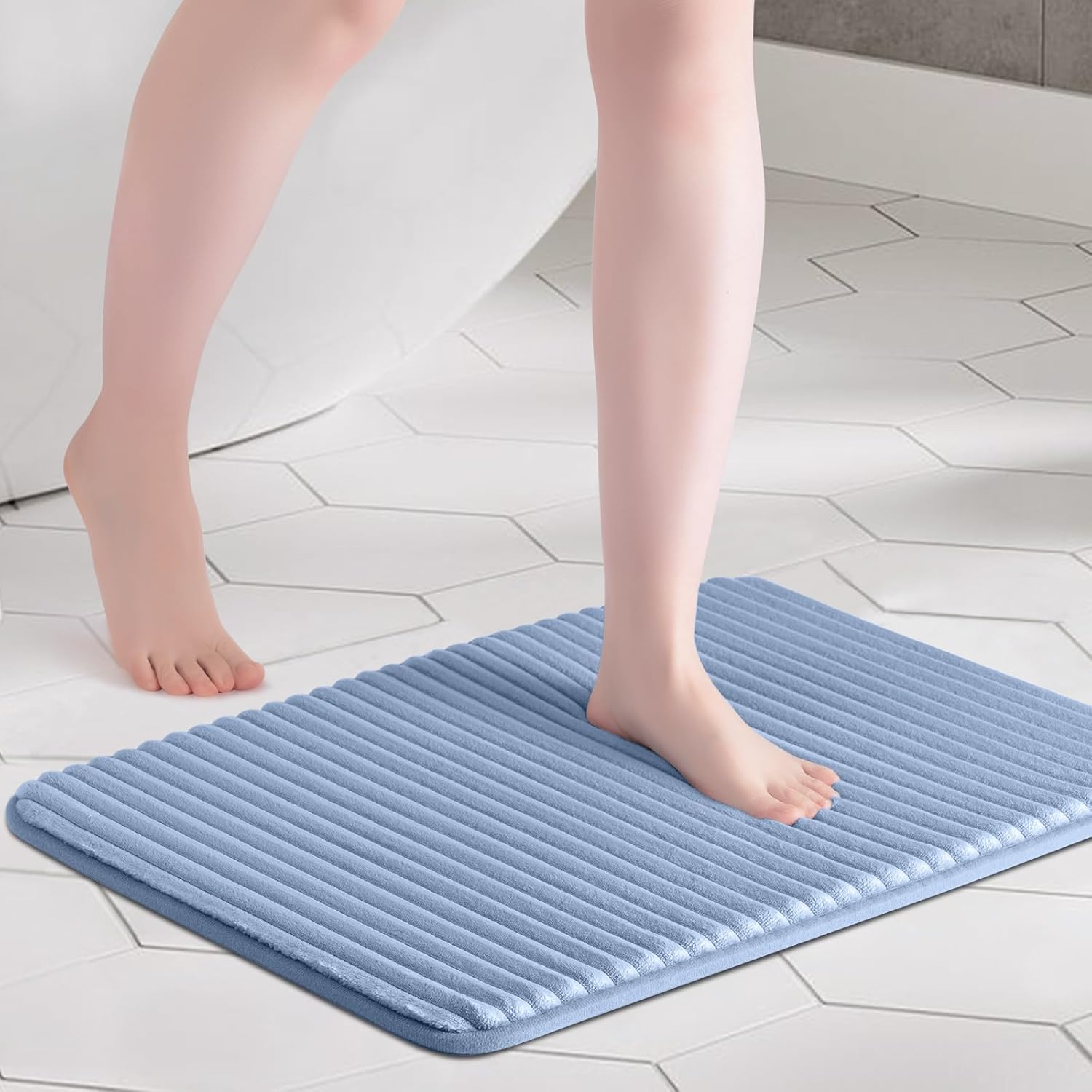 FRESHMINT Ultra Soft Charcoal Bath Mat 17x24 Non-Slip