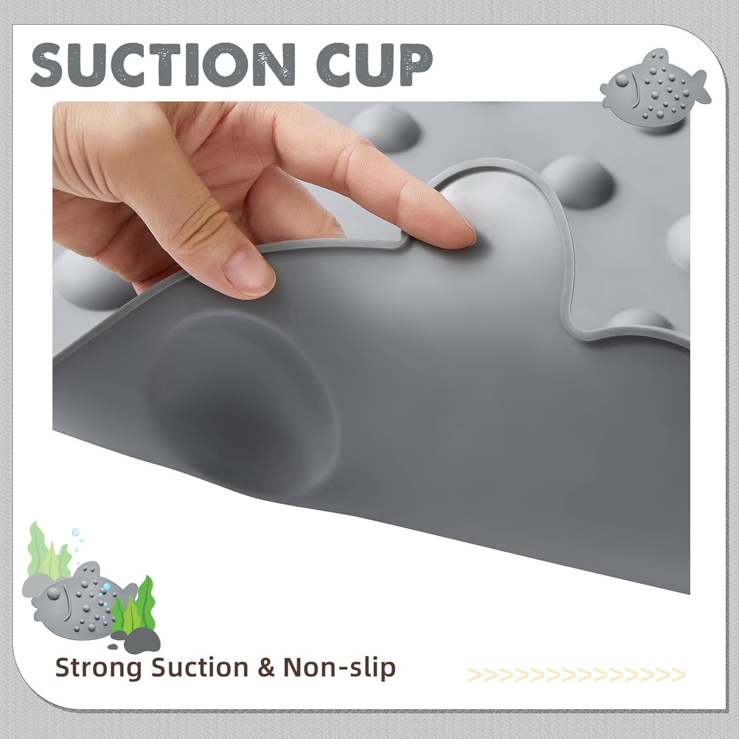 Non-Slip Baby Fish Mat with Strong Suction Cups for Kids