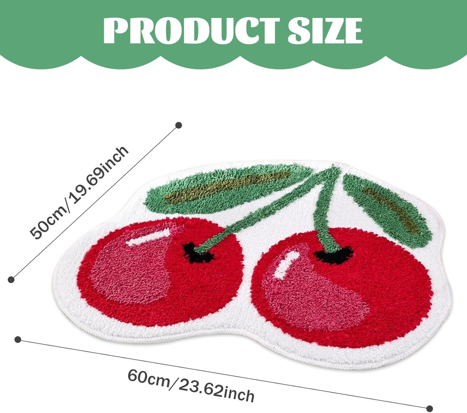 Cherry Bath Mat - Adorable Design Absorbent Safe