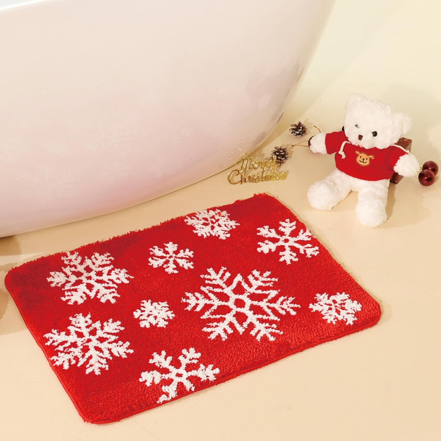 Whoohoohome Christmas Snowflake Bath Mat 32x20 Inches