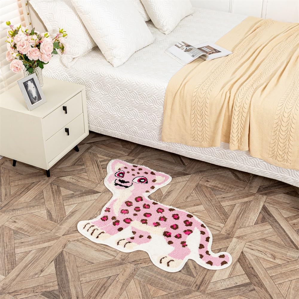 Fun Pink Leopard Bath Mat for Bathroom Decor