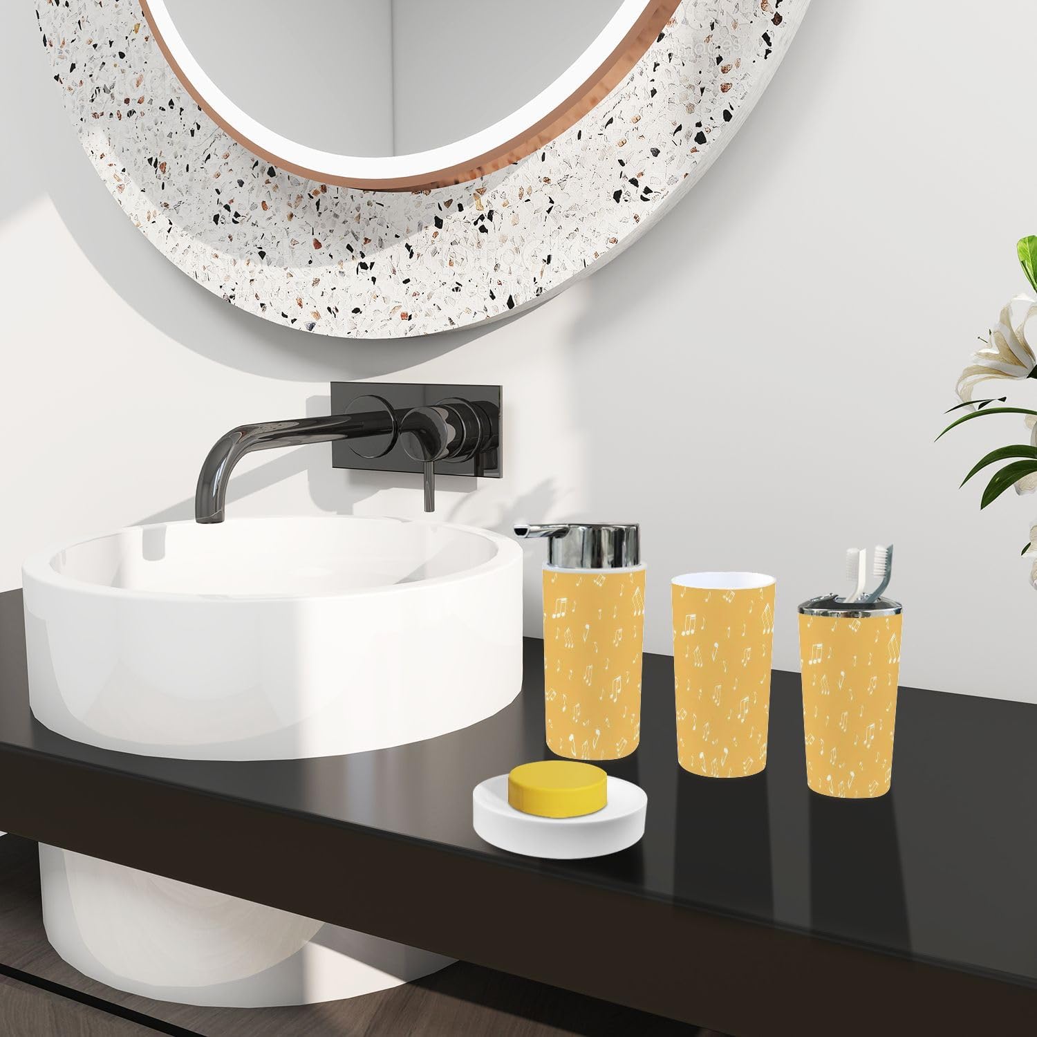 Boho Bathroom Accessory Set 6 Piece Modern 1