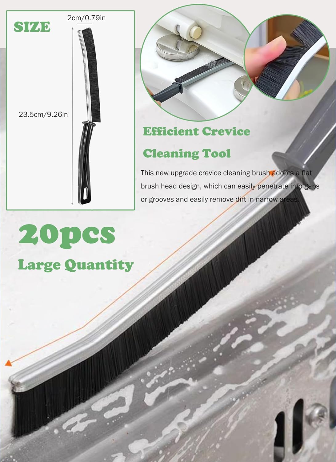 20Pcs Crevice Cleaning Brush Set for Home and Kitchen