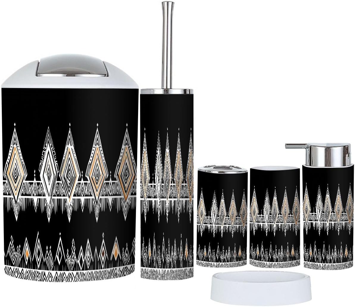Boho Bathroom Accessory Set 6 Piece Modern Design