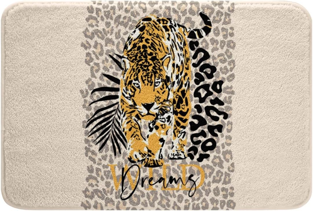 Tiger Print Bath Mat Leopard Pattern Door Mat for Home