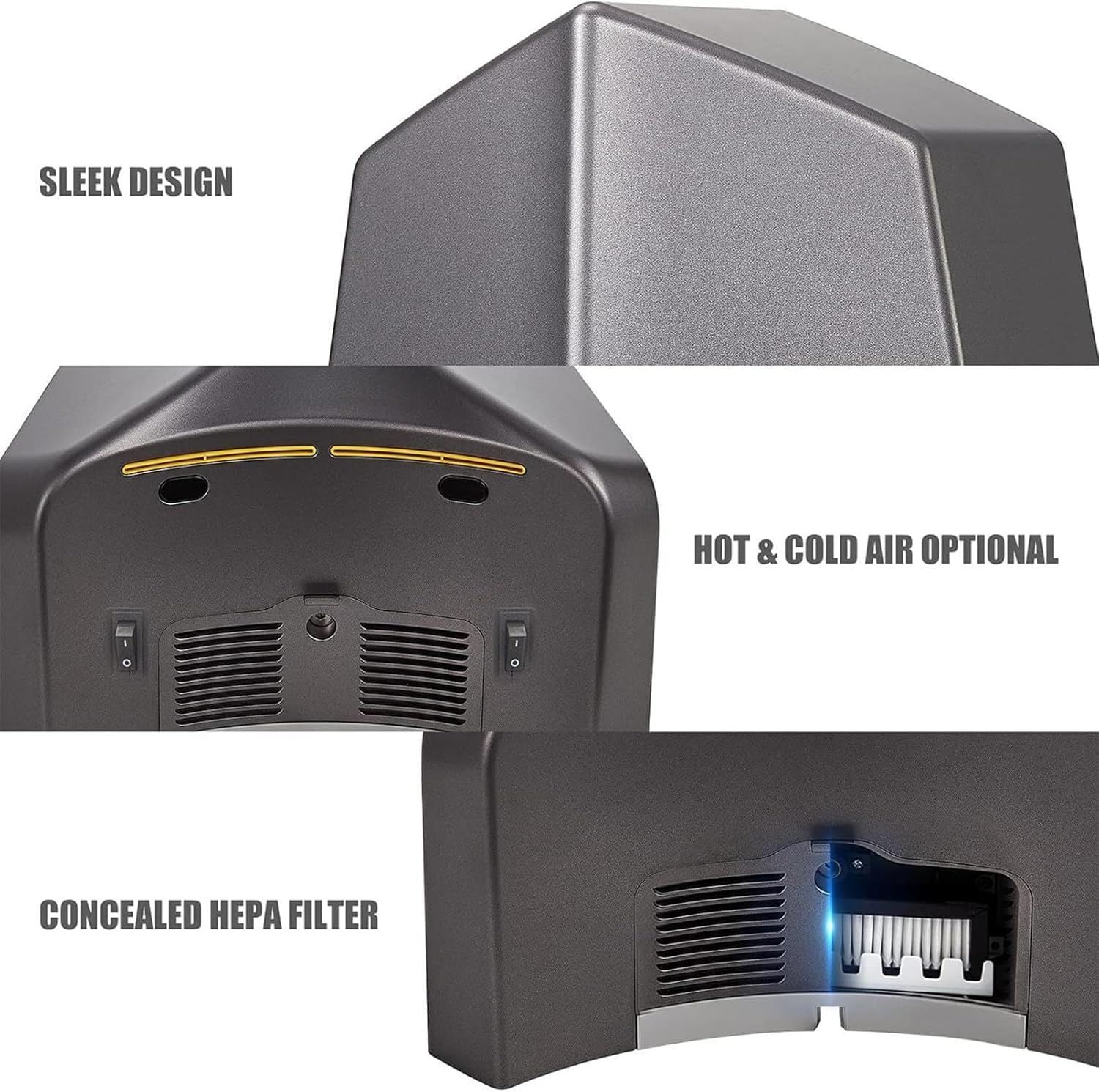 LMYYDES Automatic Hand Dryer Wall Mounted 240x240x230mm Black
