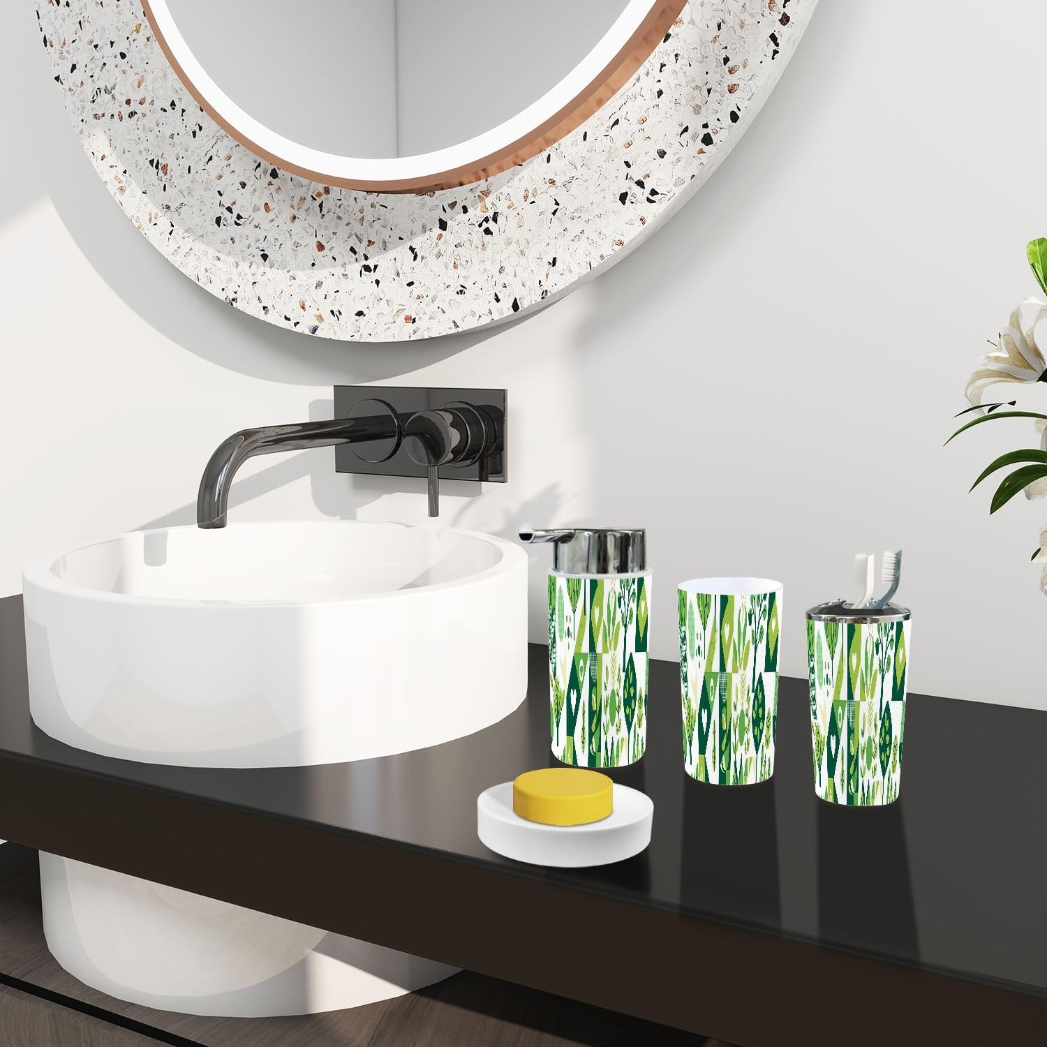 Boho Bathroom Accessory Set with 6 Pieces