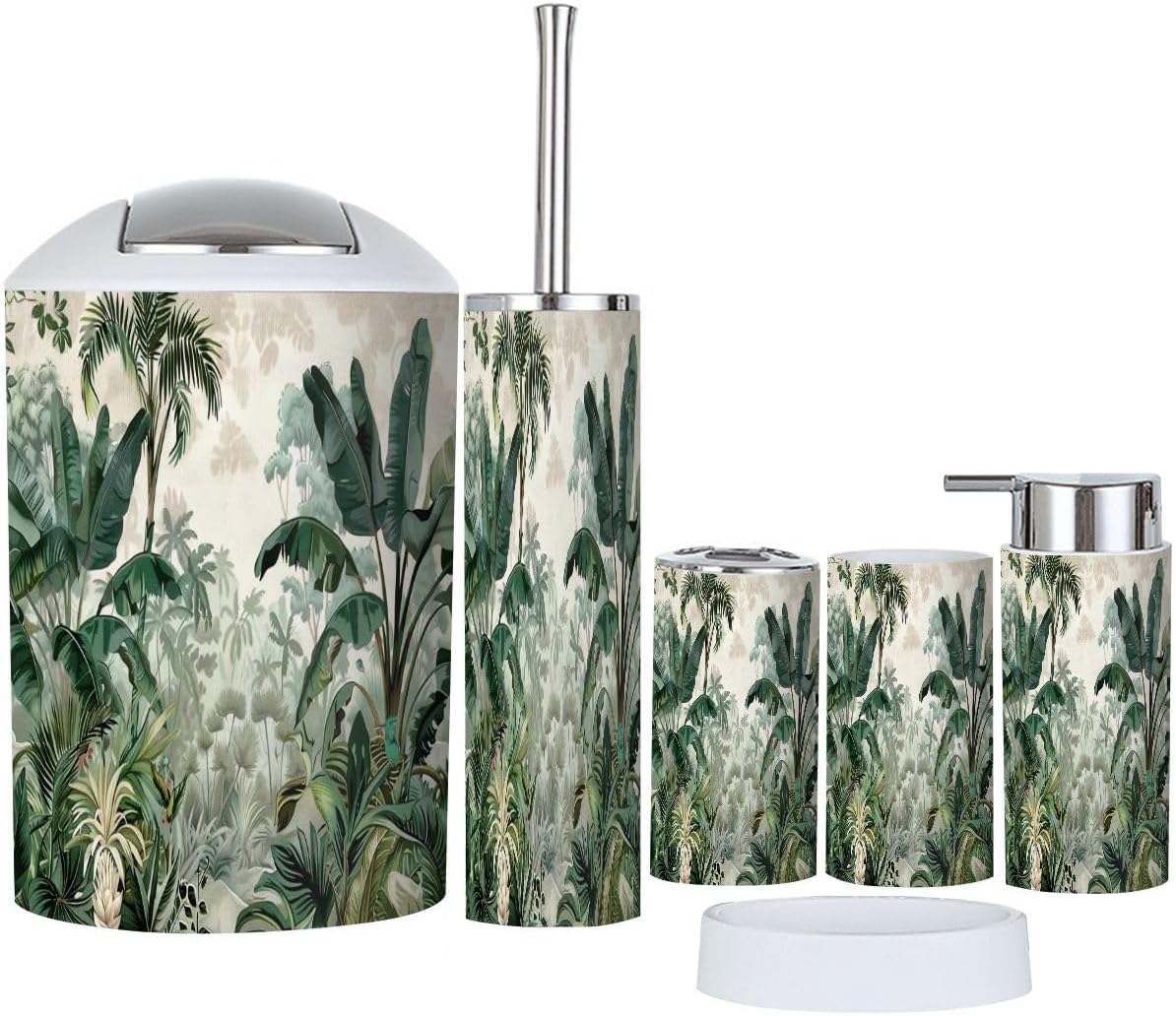 Boho Jungle Bathroom Accessory Set 6 Piece 1