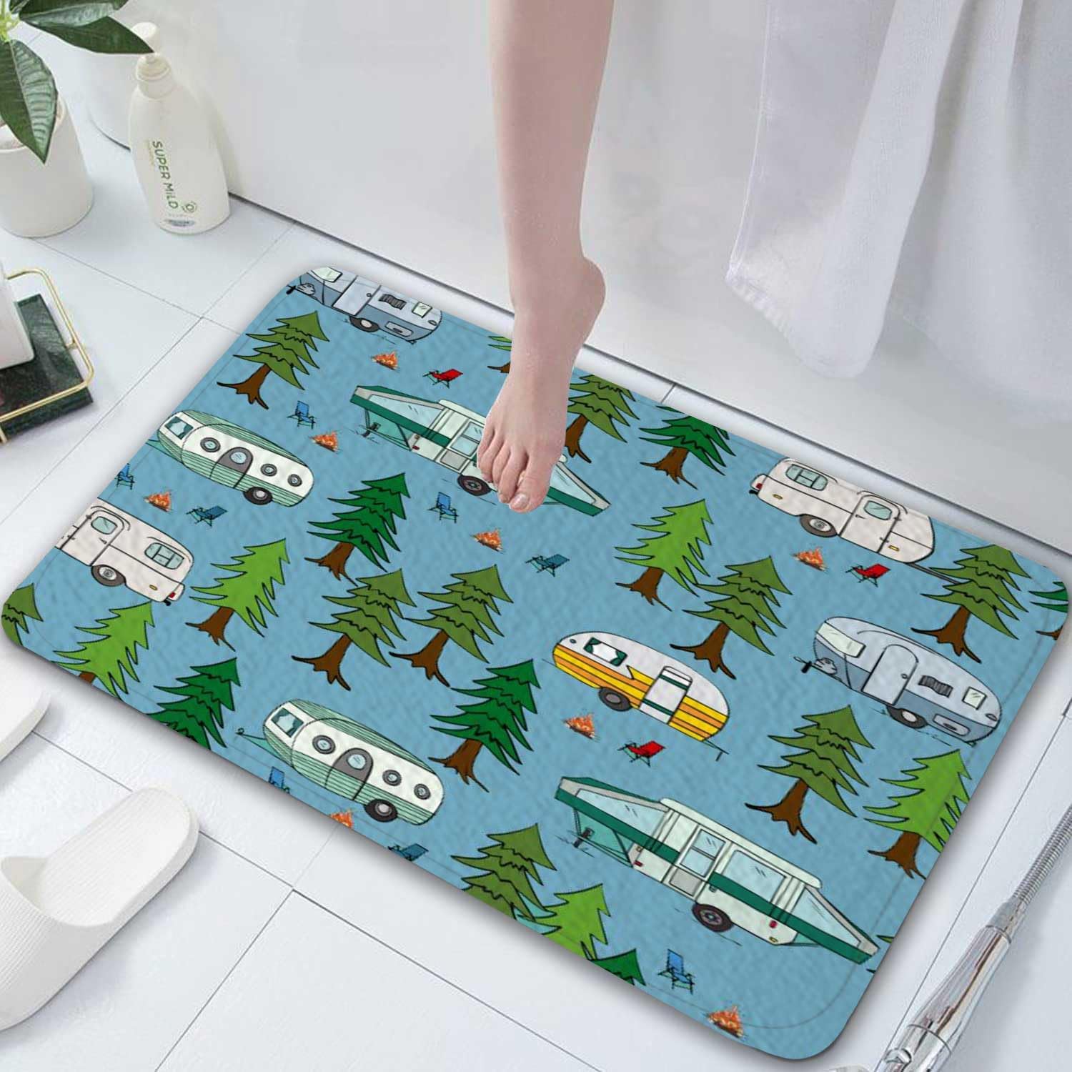 JAWO Camper Bath Mat 16X24 Non-Slip Microfiber