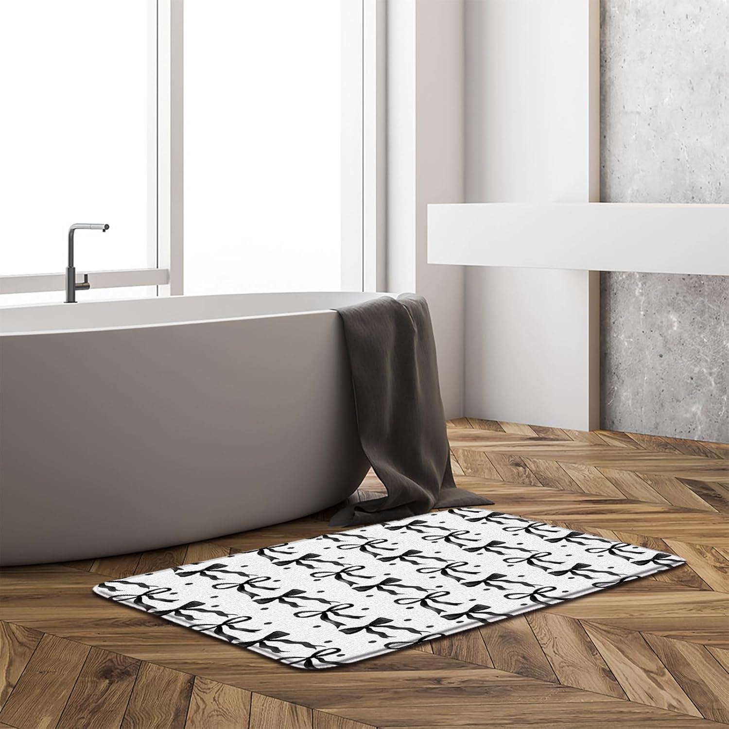 Cute Bow Bath Mat 18x30 Inch Modern Design