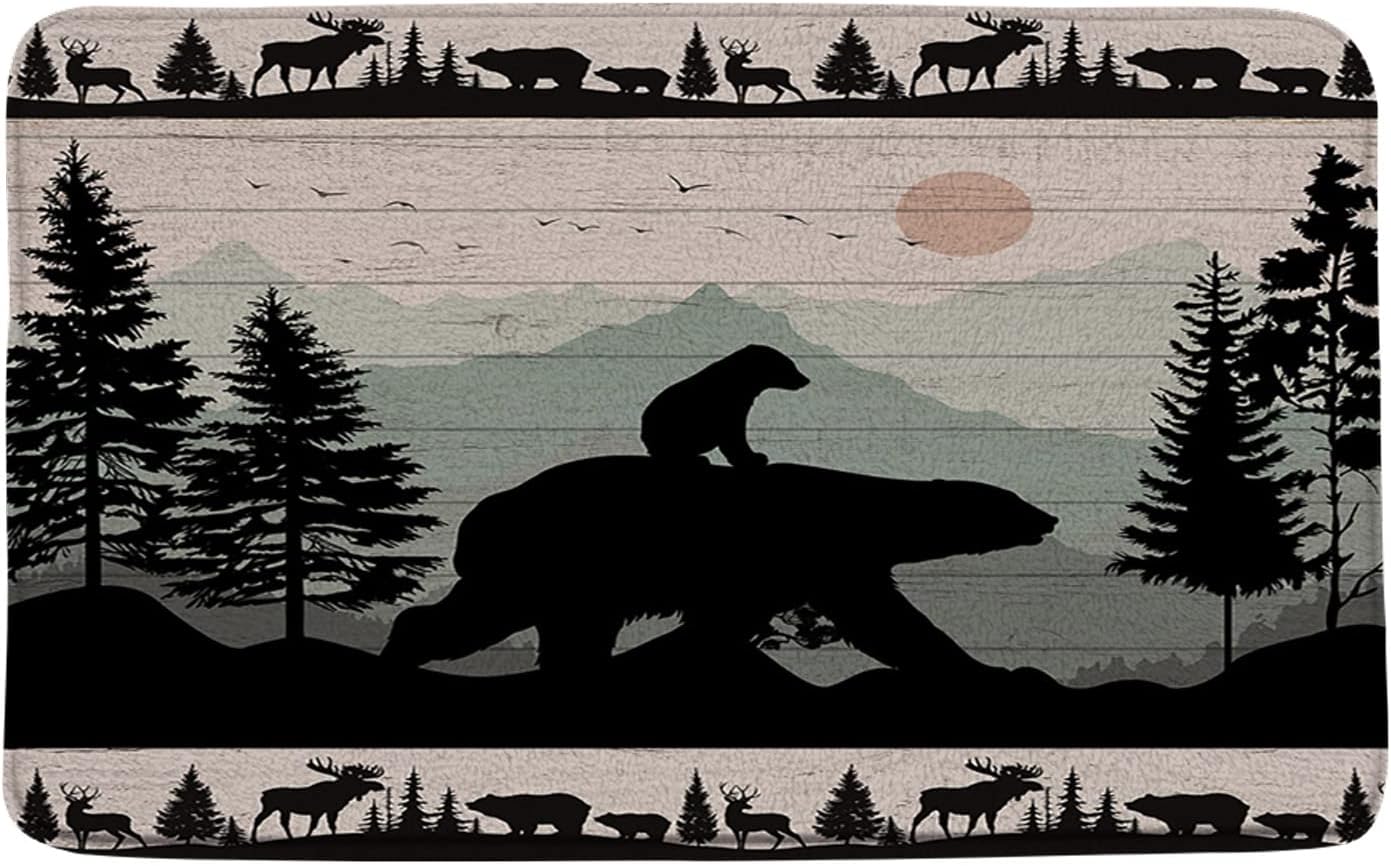 RDRUVA Bear Rustic Bathroom Rug