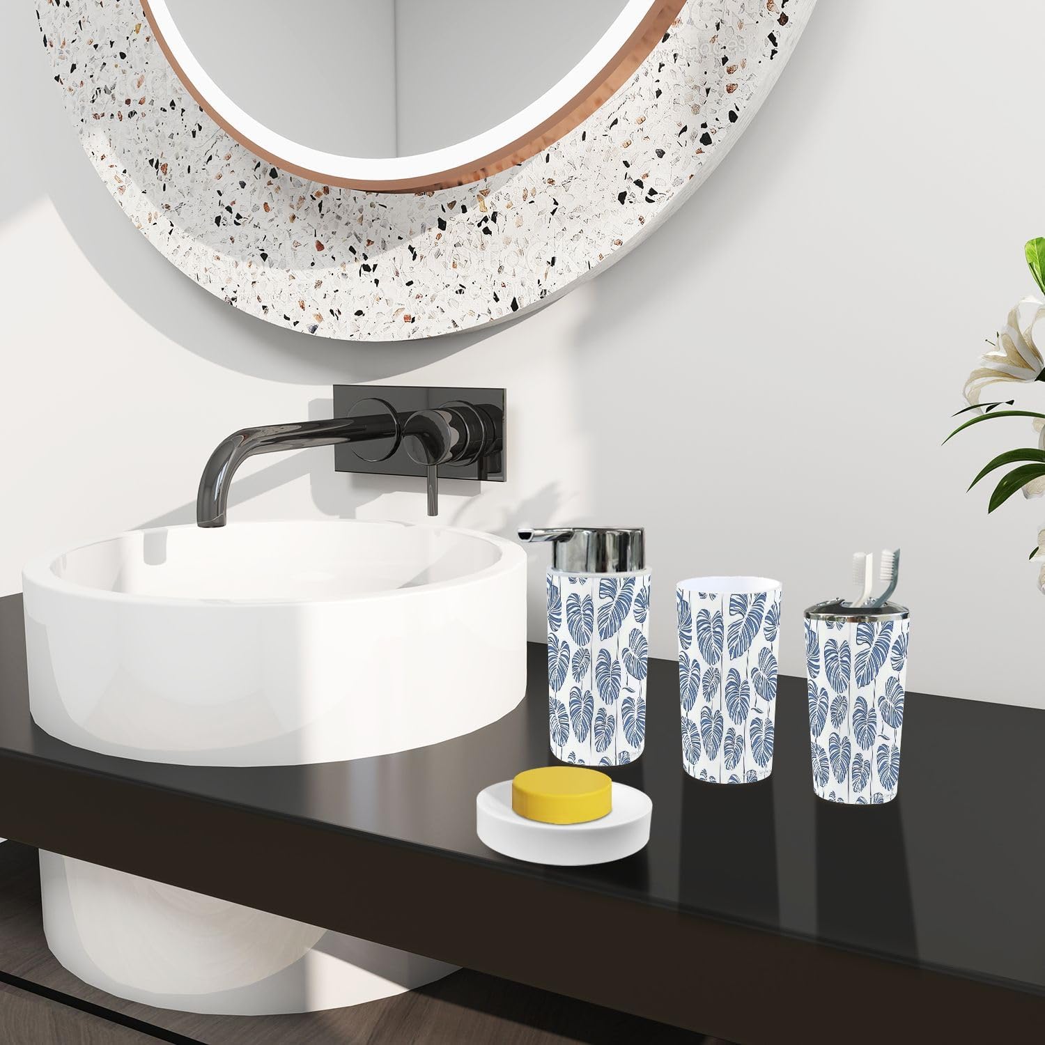 TRANQDEHOM 6-Piece Boho Bathroom Accessory Set