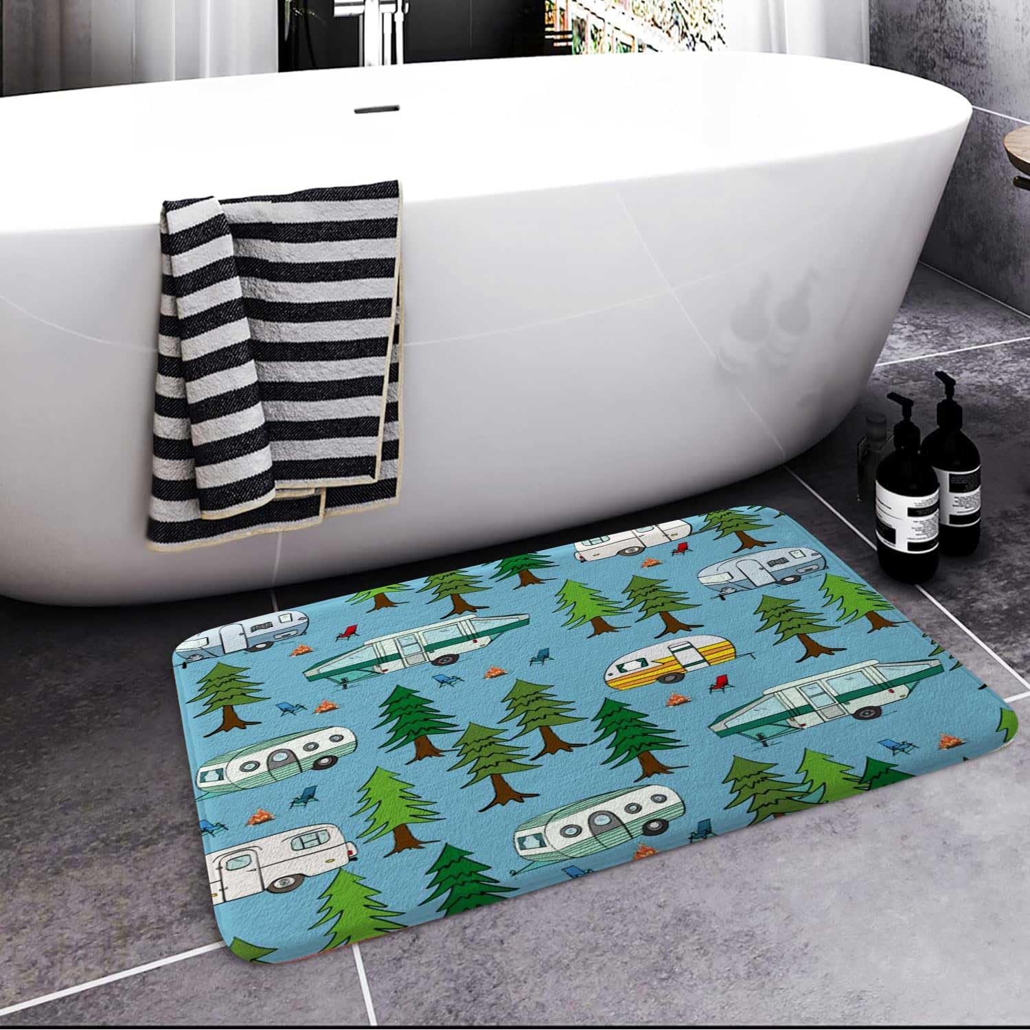JAWO Camper Bath Mat 16X24 Non-Slip Microfiber