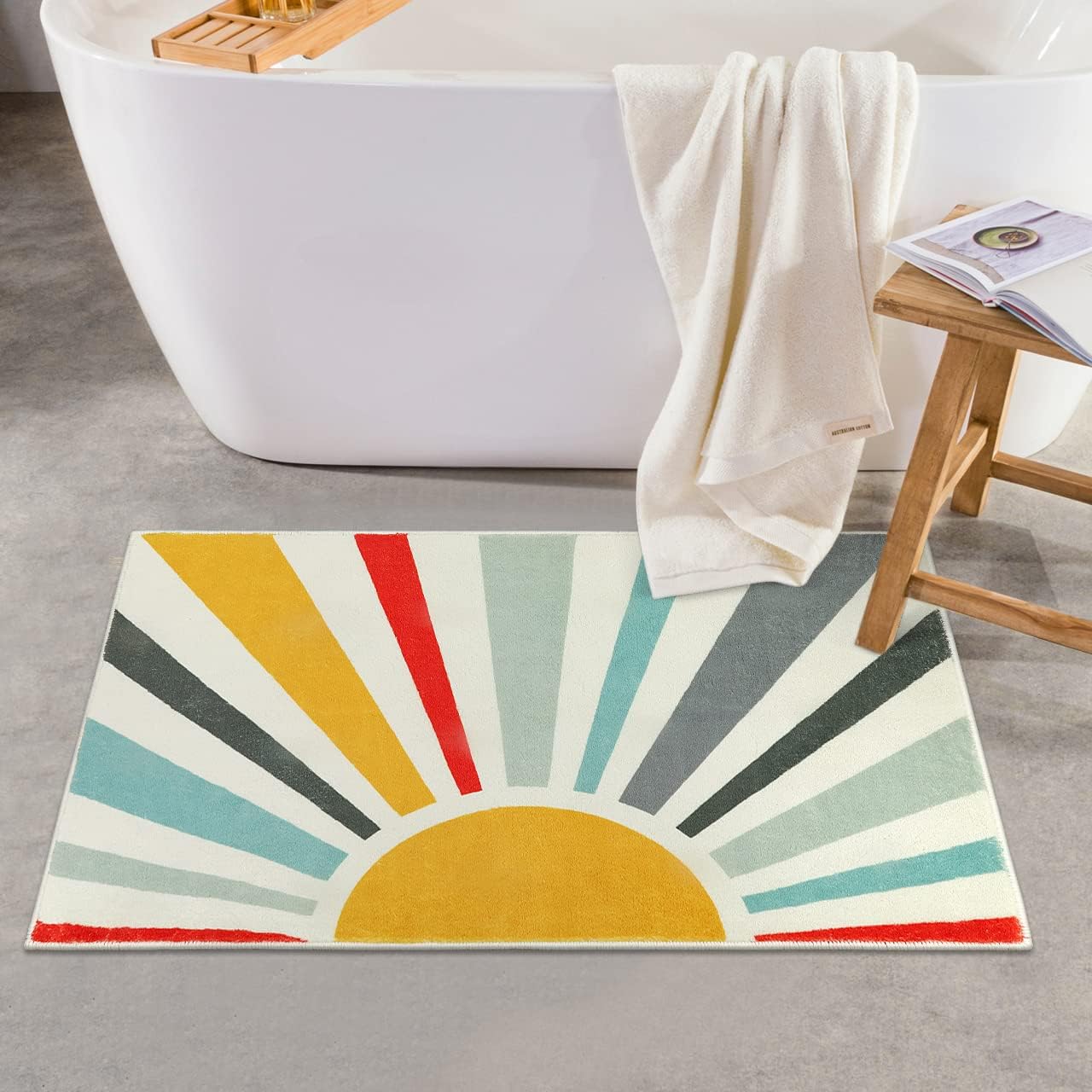 Uphome Boho Bath Rug Velvet Non-Slip Soft 20x31 Inch