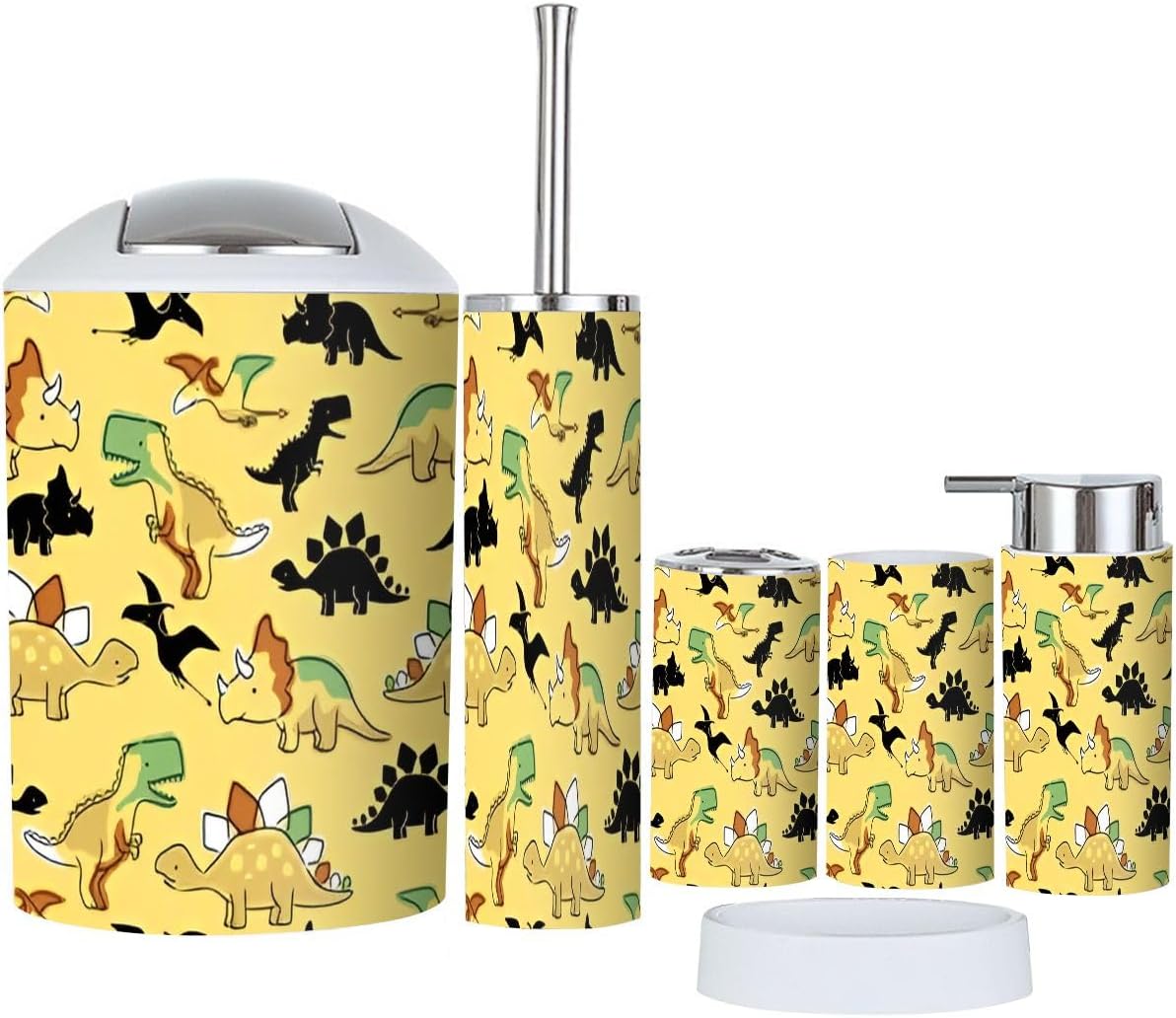 Boho Dinosaur Bathroom Accessory Set 6 Piece