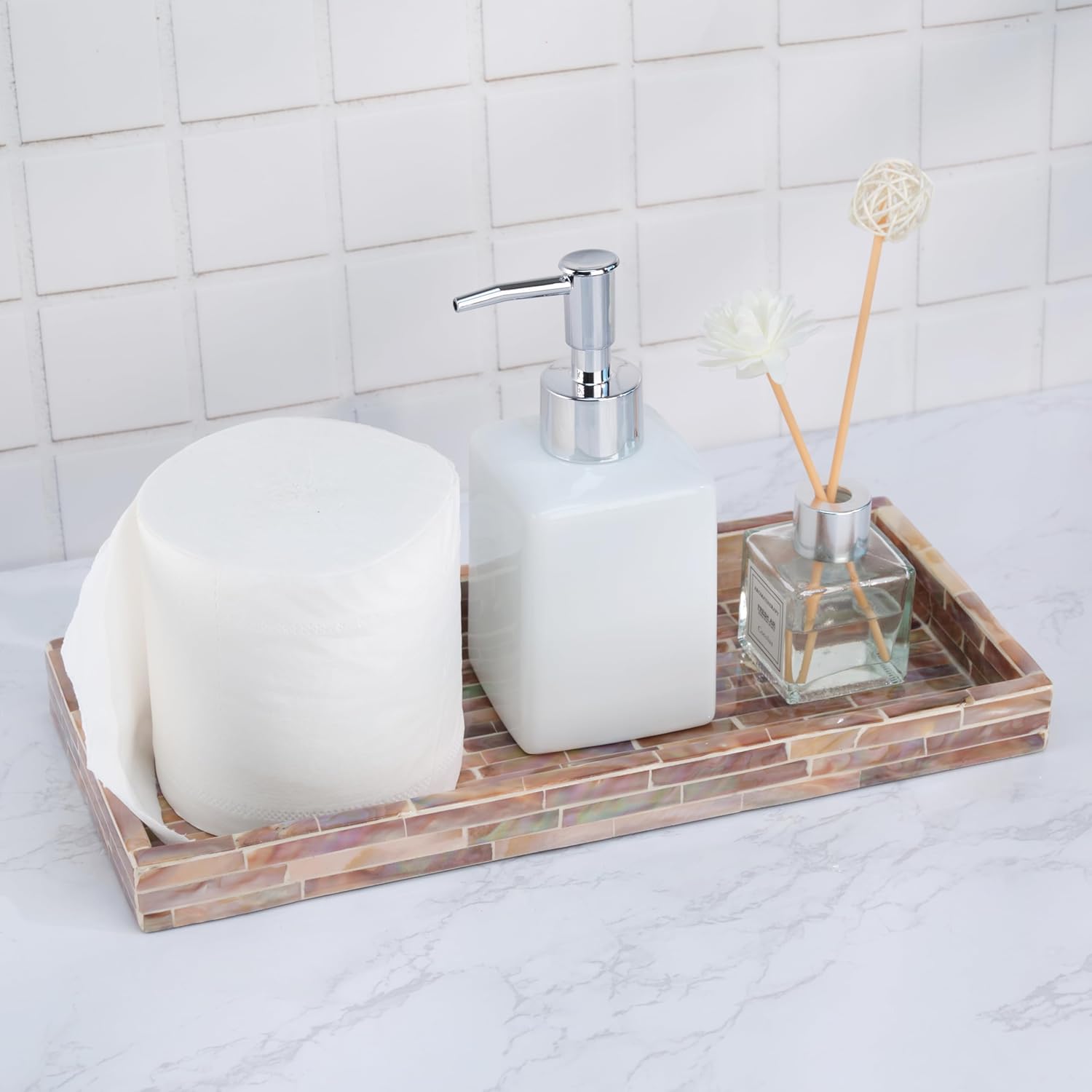 PEMAR Mother of Pearl Vanity Tray Set of 2