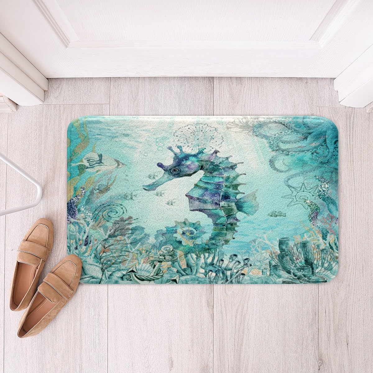 Feelyou Seahorse Bath Mat 16x24 Inch Kids Ocean Style Rugs