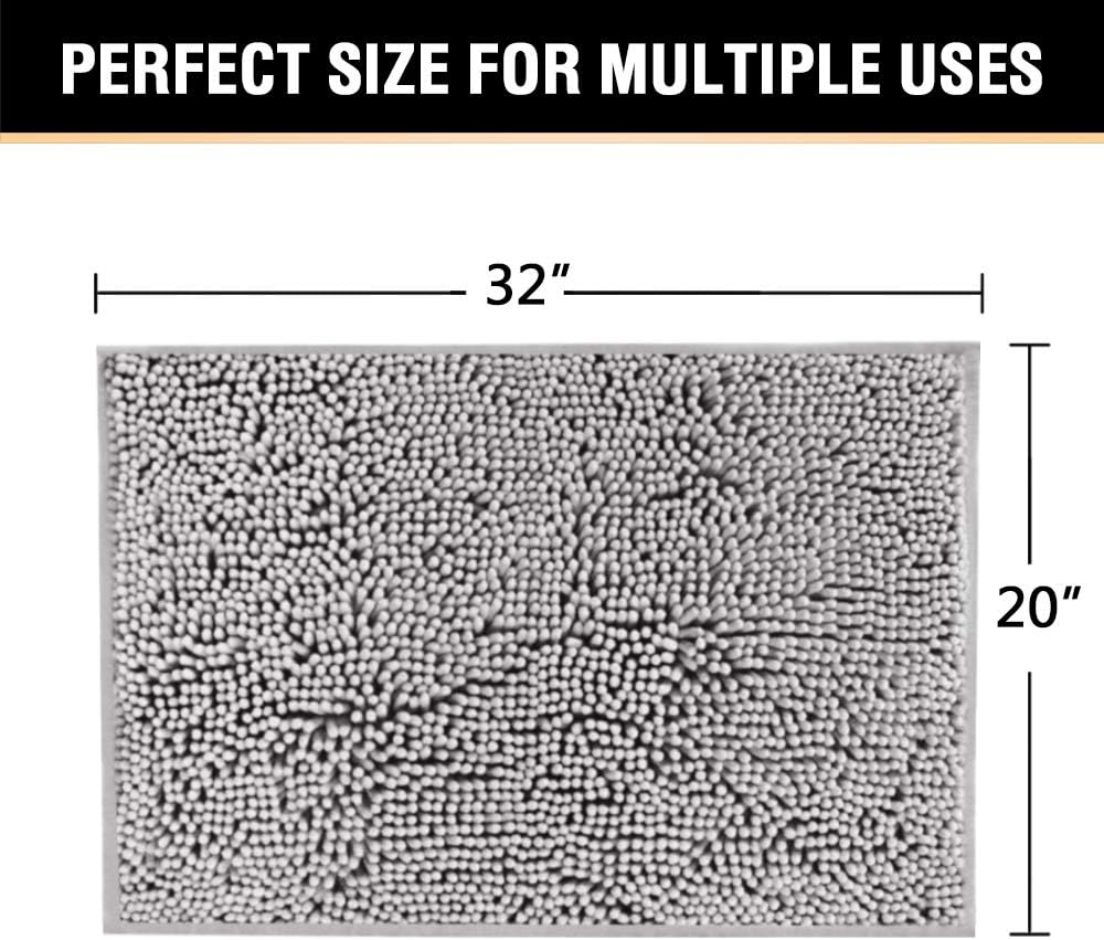 HVERSAILTEX Microfiber Bath Rug - Ultra Soft Grey 20x32