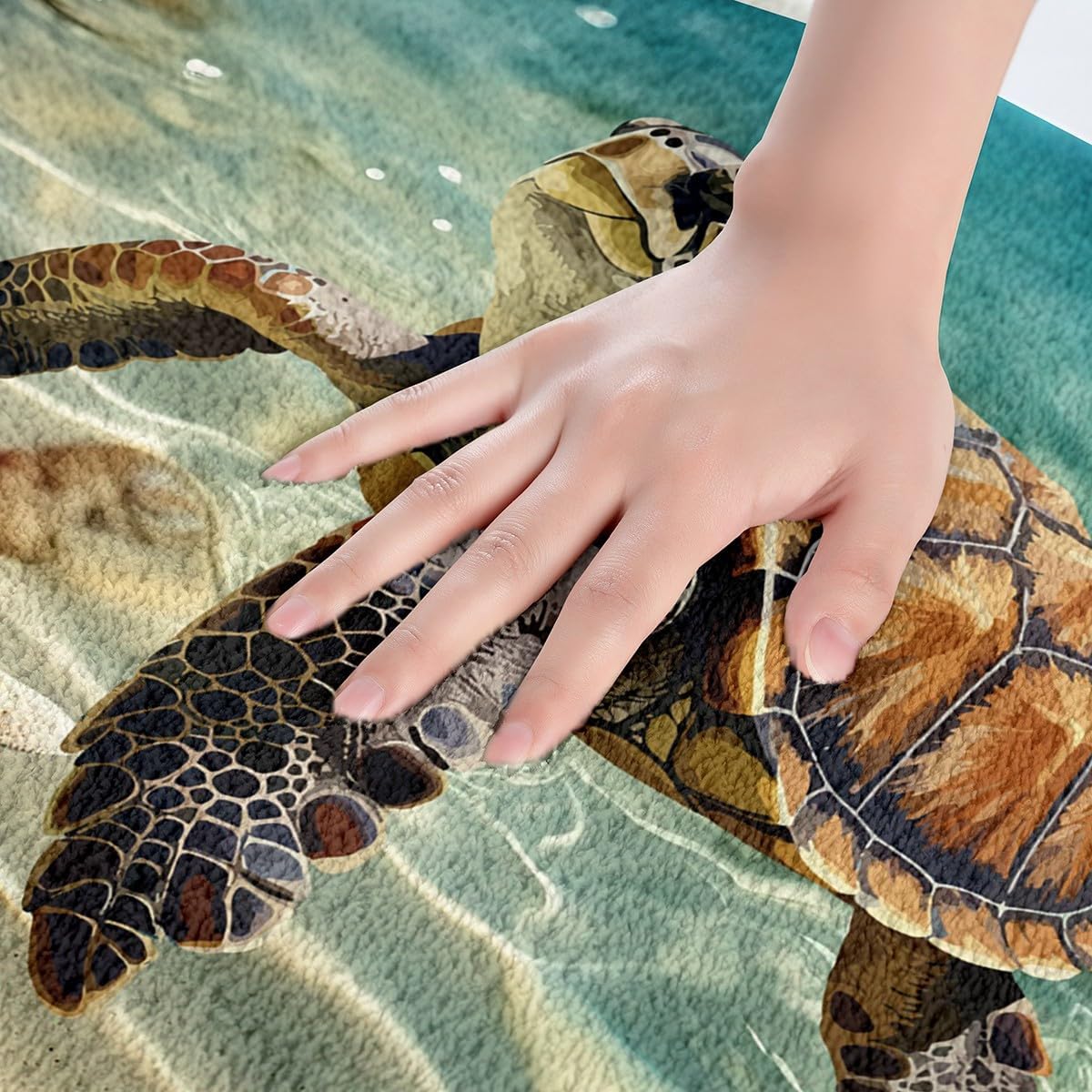 Jejeloiu 3D Sea Turtle Bath Rug 16x24 Inch Non-Slip Kids Ocean Mat