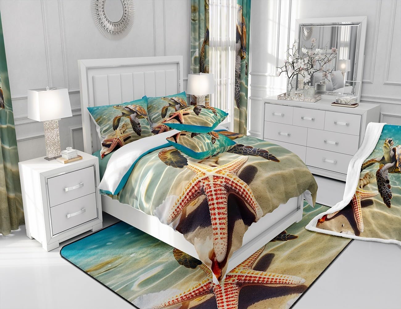 Jejeloiu 3D Sea Turtle Bath Rug 16x24 Inch Non-Slip Kids Ocean Mat