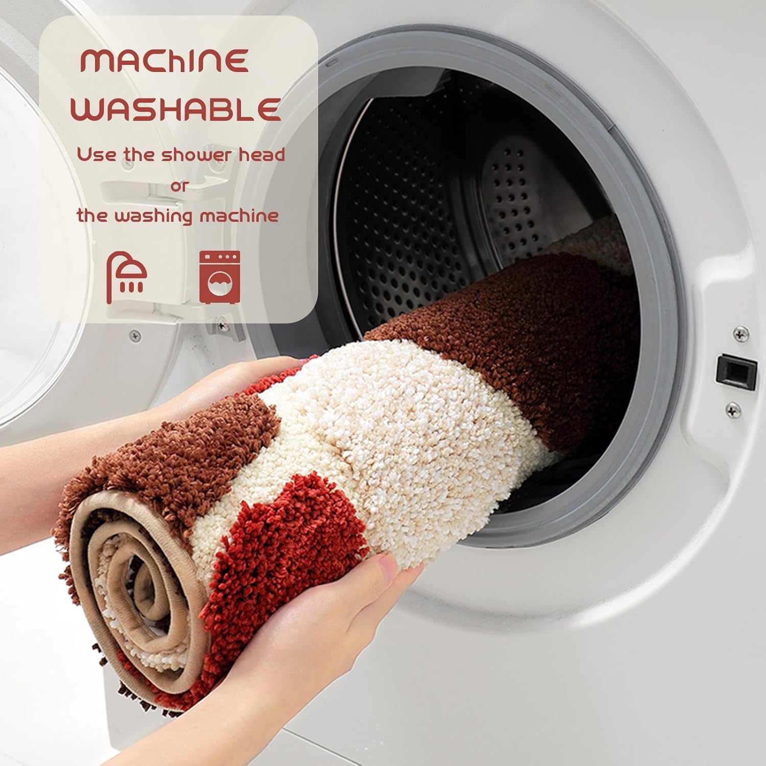 Befocus Red Pebble Stone Bath Rug 2031