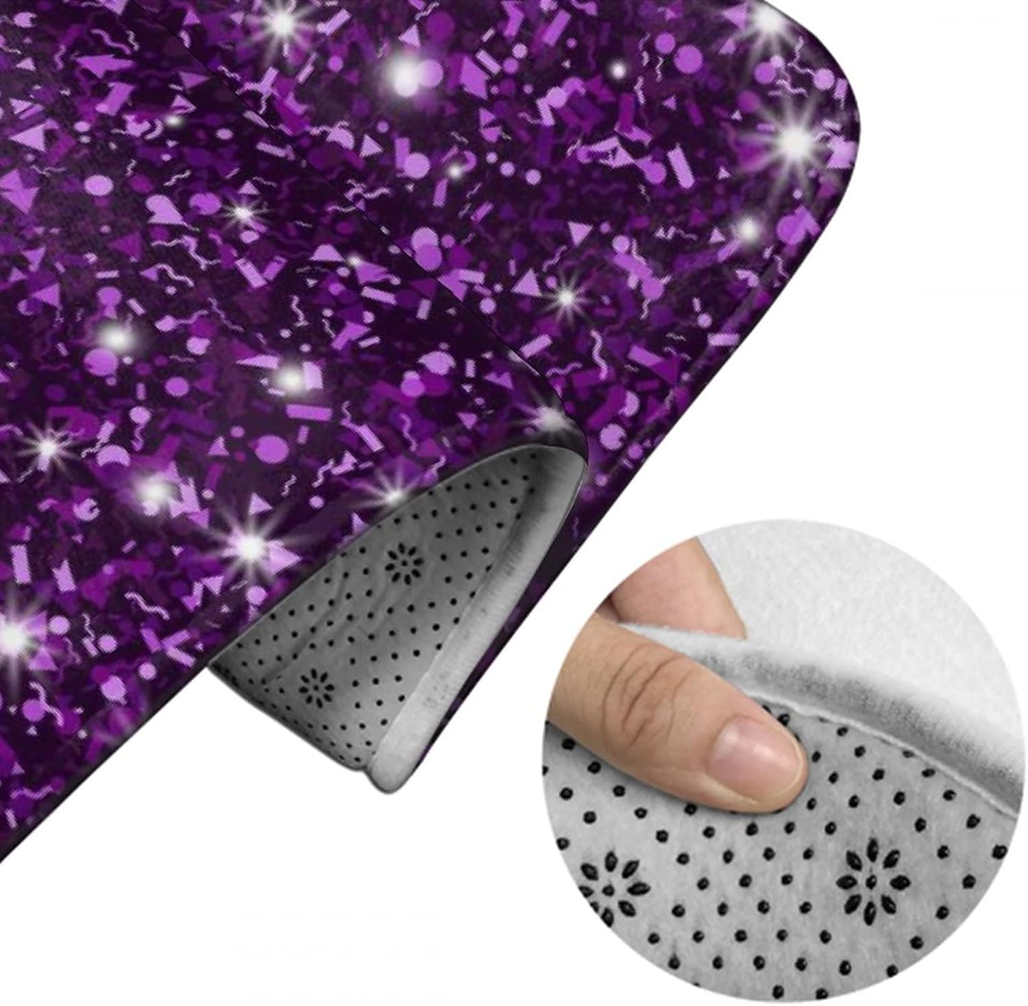 MZERSE Quick Dry Bath Mat with Dark Purple Glitter Pattern