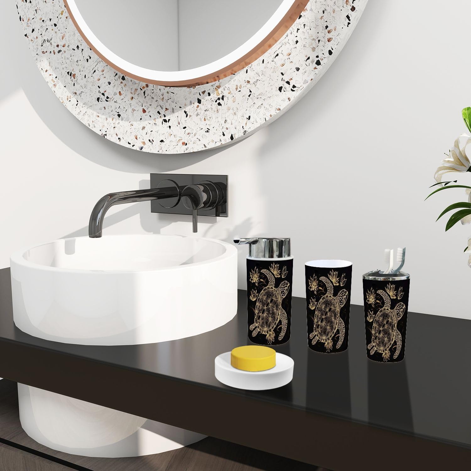 Boho Gold Bathroom Accessory Set 6 Piece 1