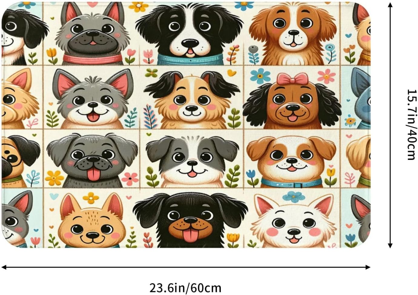 Cute Dog Bathroom Rug 24x16 inch Non-Slip