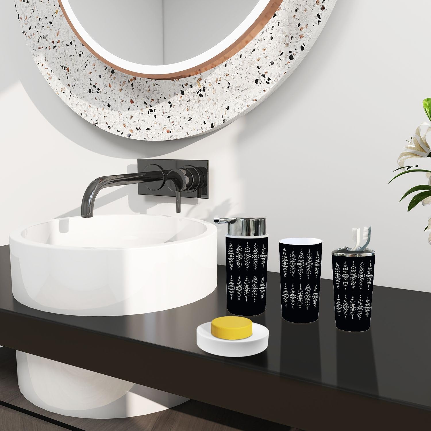 Boho Aztec Bathroom Accessory Set 6 Piece