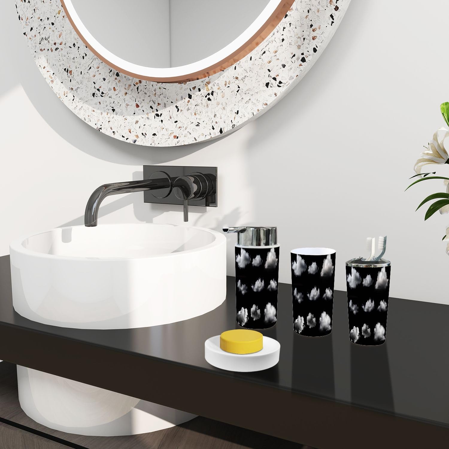 Boho Clouds Bathroom Accessory Set 6 Piece 1
