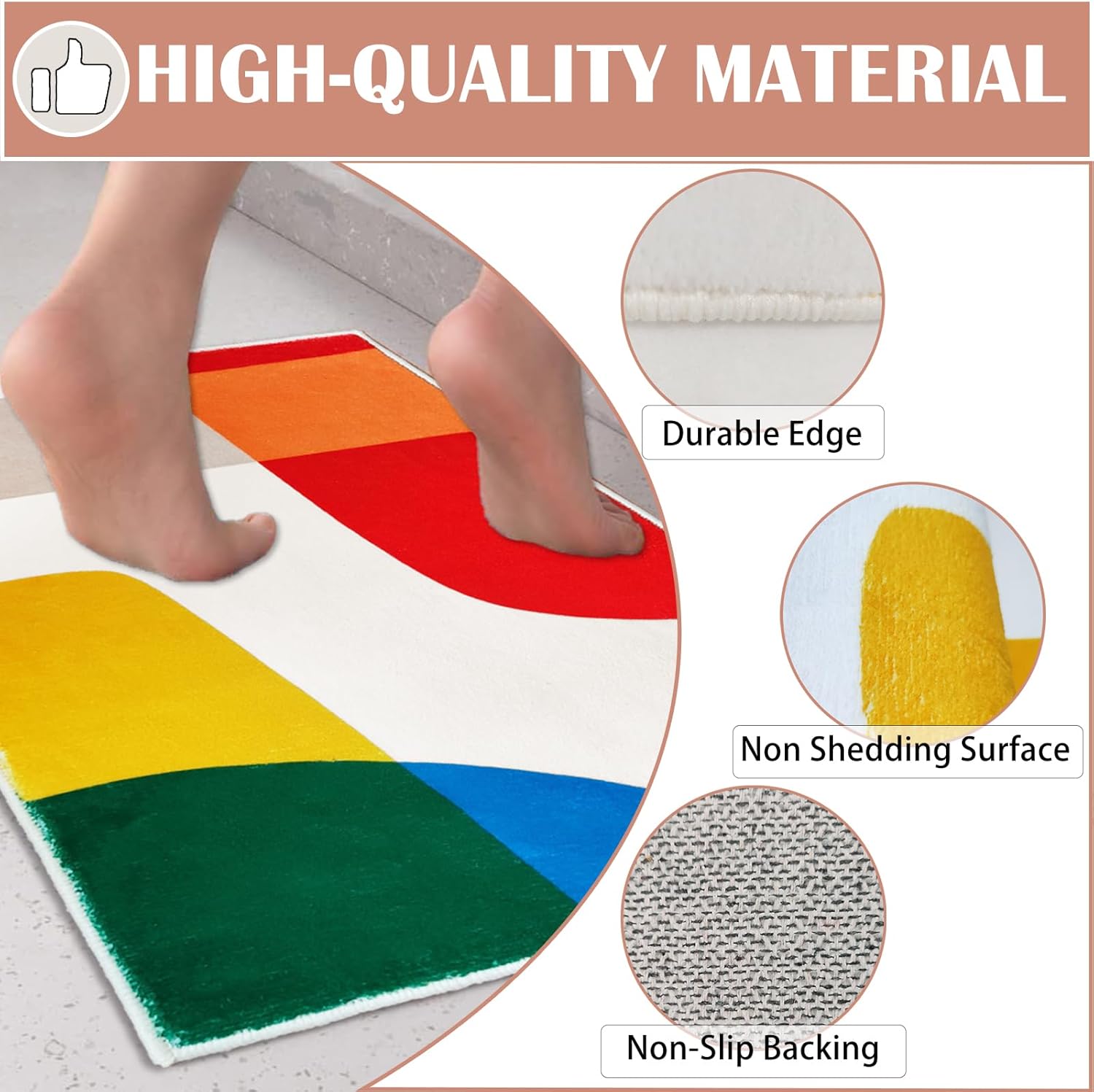 Modern Abstract Bath Mat 16x24 Inch Non Slip Plush Rug for Kids