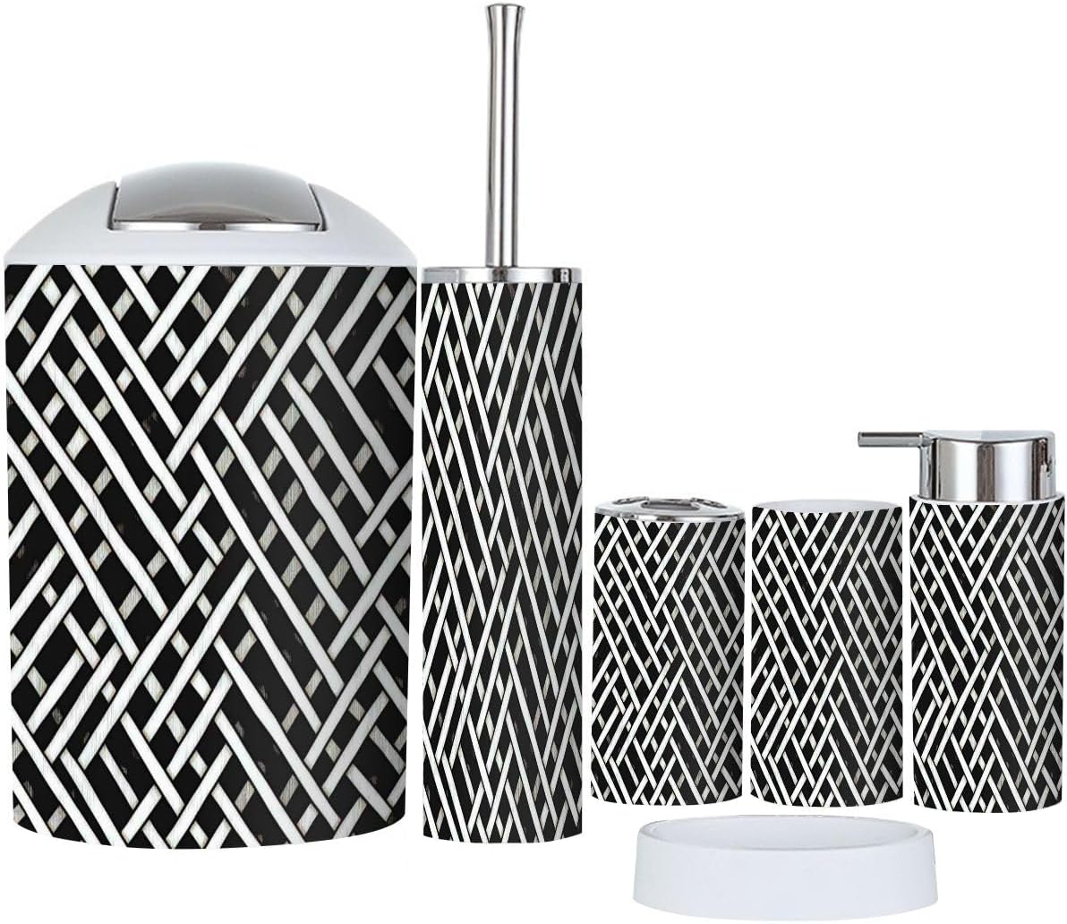 Boho Geometric Bathroom Accessory Set 6 Piece 1