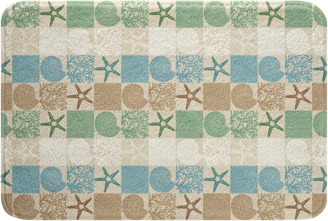 Nautical Anchor Bath Rug Non Slip Fleece Mat