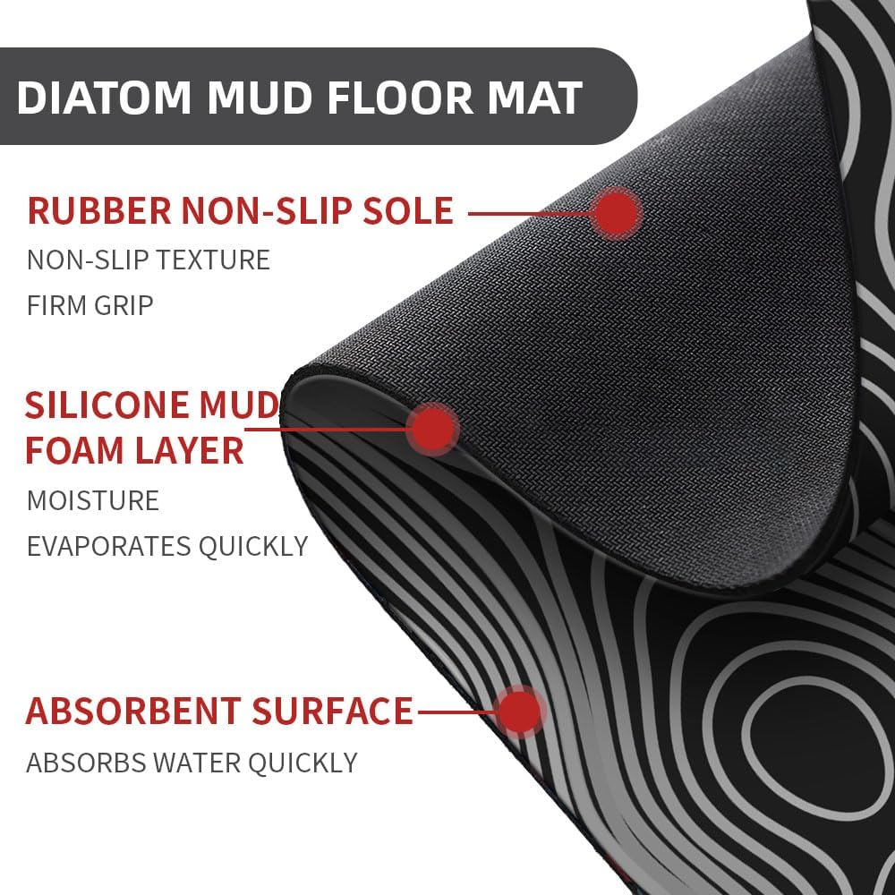 IMAYONDIA Diatomaceous Earth Bath Mat - 40x60cm Non-Slip Fast Drying Water Absorbent