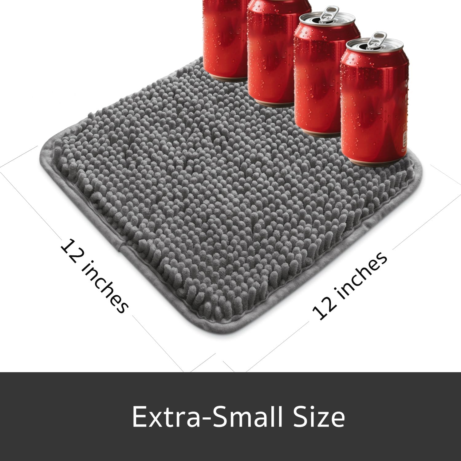 Yeaban 12x12 inch Thick Chenille Bath Rug - Dark Gray