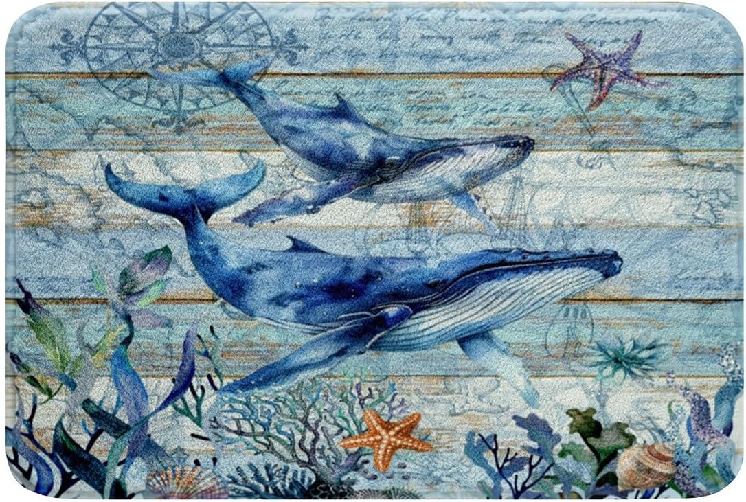 Feelyou Cute Whales Bathroom Rug 16x24 Inch