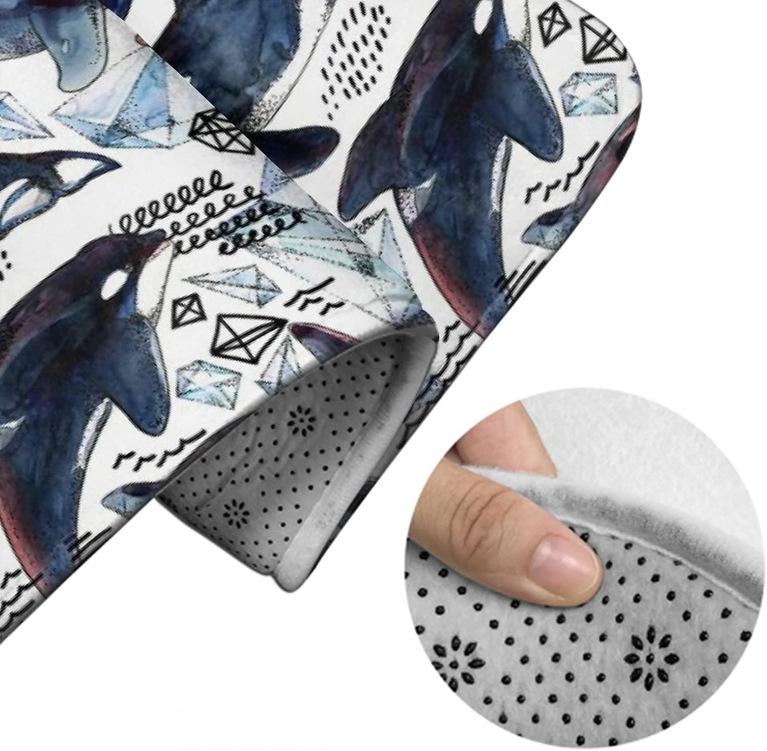 MZERSE Water Absorbent Memory Foam Bath Rug with Whale Design