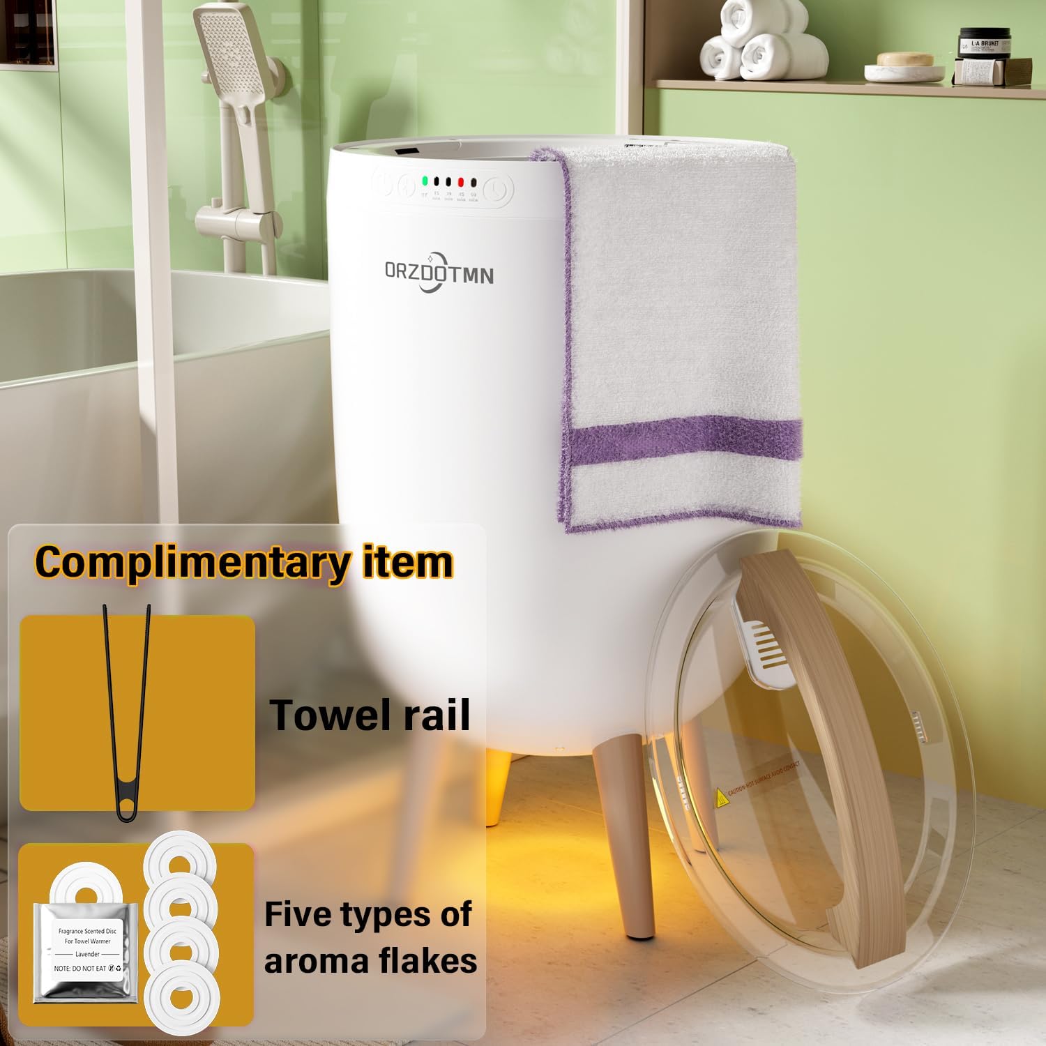 ORZDOTMN 20L Towel Warmer with Bluetooth Mood Lights