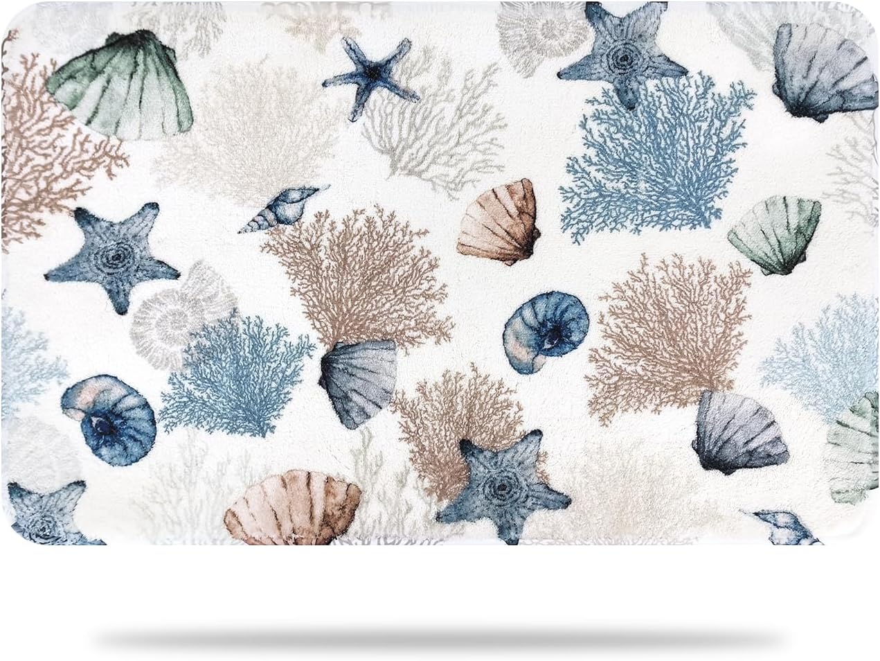 MEHOFOND Nautical Bath Rug 20x32 Navy Blue