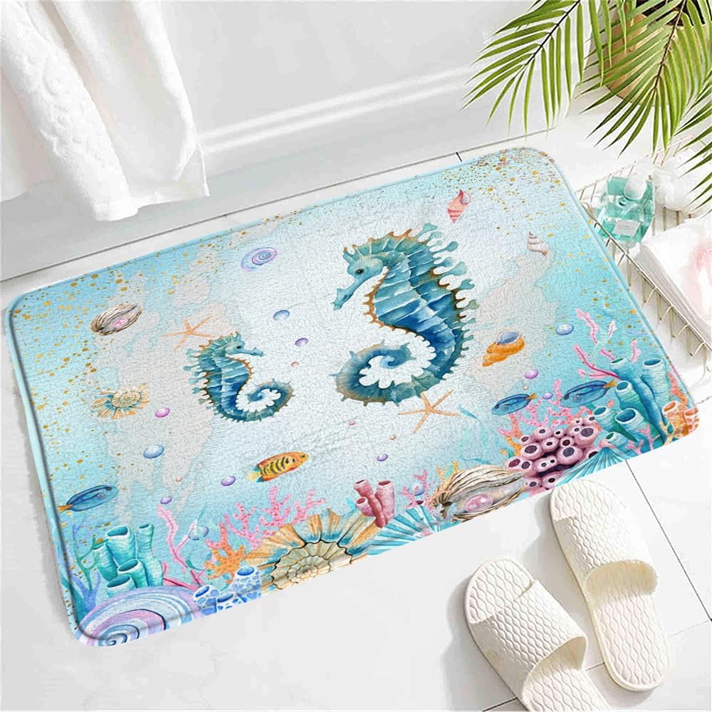 SATRTUD Nautical Bath Rug with Sea Animals