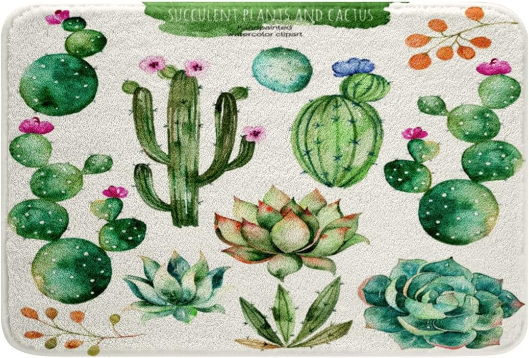 Feelyou Cactus Bath Rug 16x24 Inch Boho Design 1