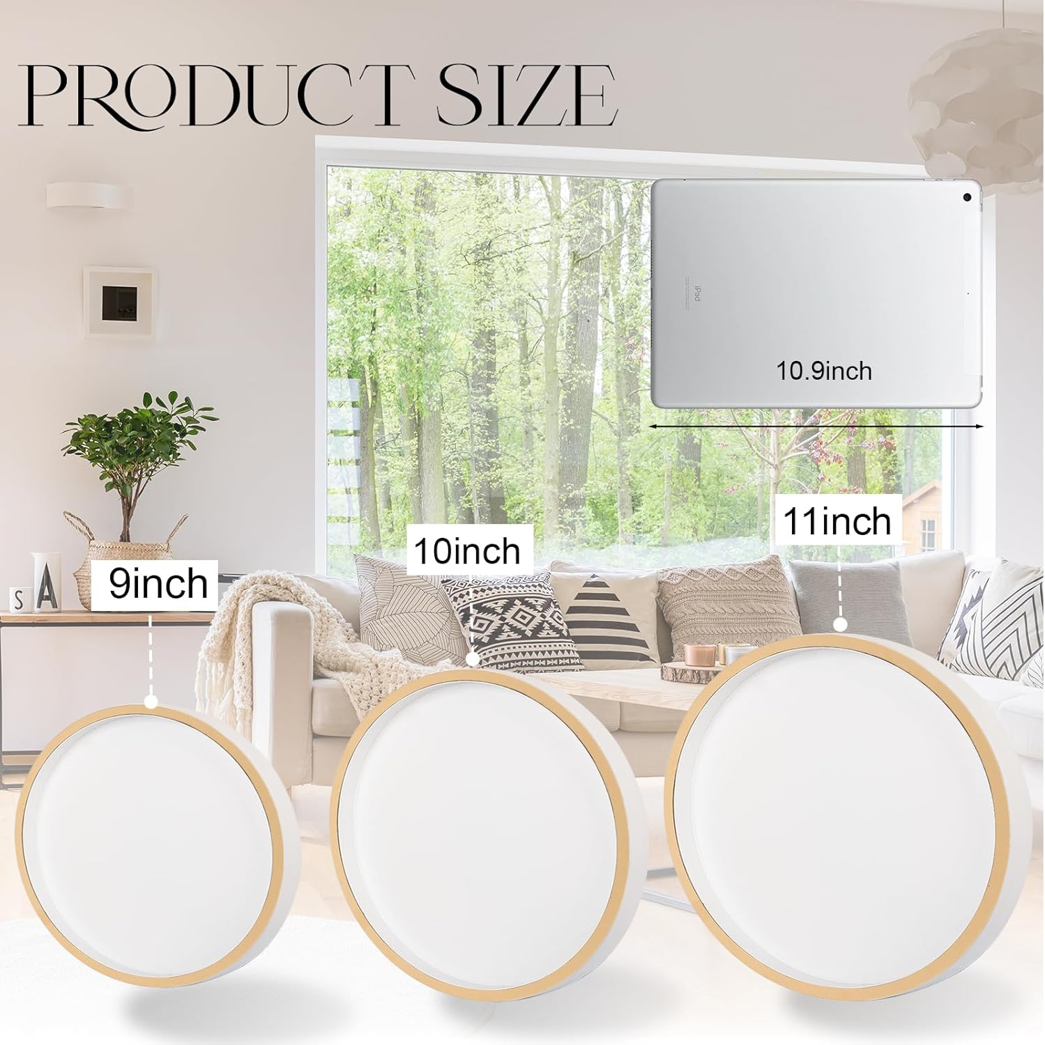 Bathroom Counter Tray 9 Inch White Wooden Decor