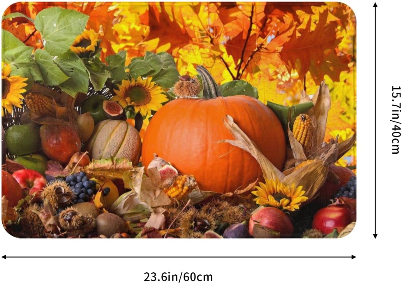 Soft Bath Mats with Pumpkin and Sunflower Design