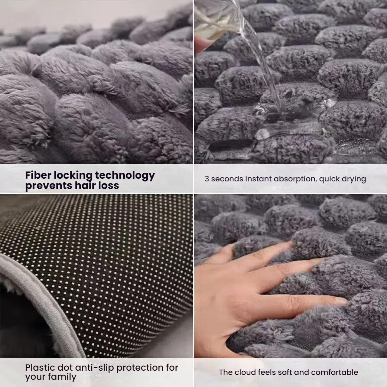 LYMCY Non-Slip Bath Mat 19x31 Inch Dark Grey